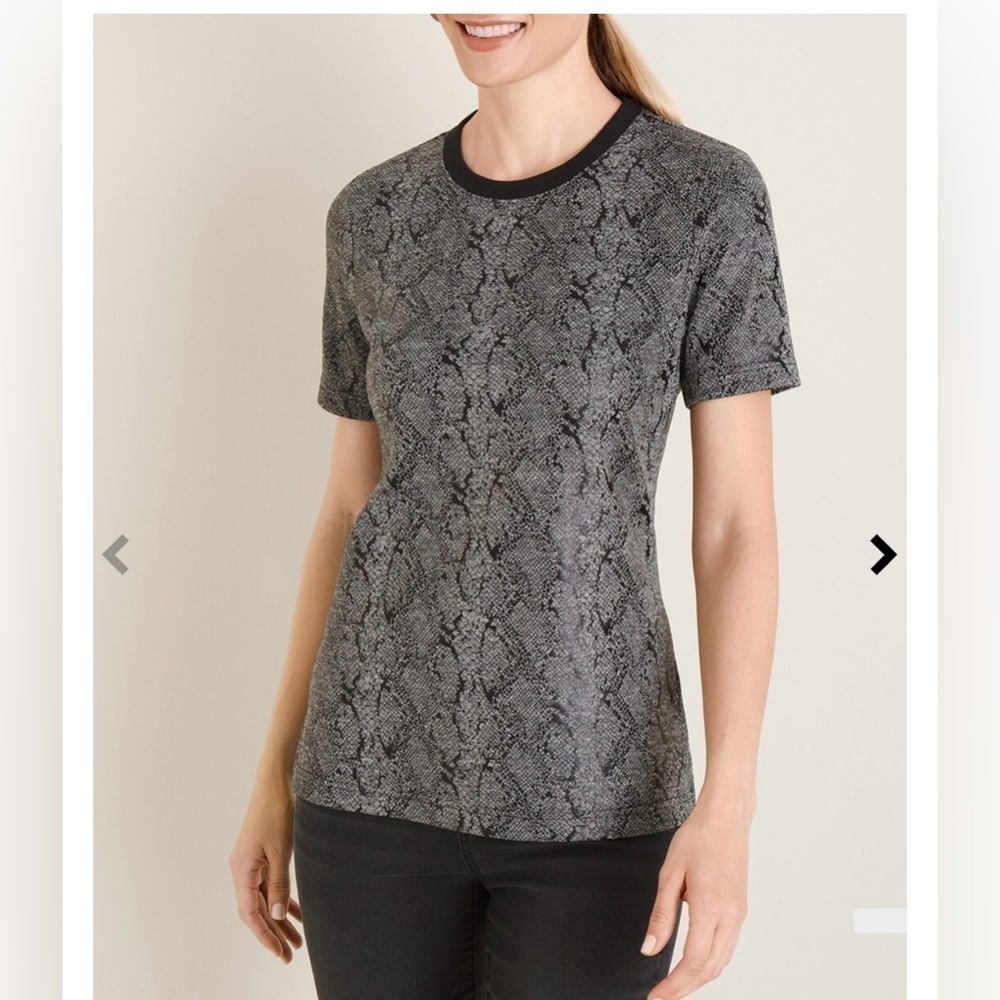 Chico’s Snake Print Grey Black T-Shirt Size XL